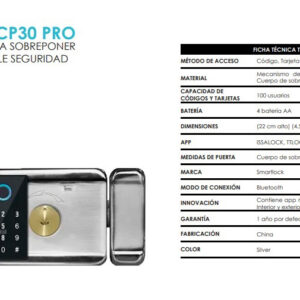 Tpsh - Cp30 Pro Chapa Para sobreponer Con Doble Seguridad